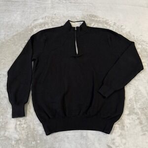 Collars & Co 1/4 Zip Waffle Sweater Mens Large Black Pullover Cotton New NWOT